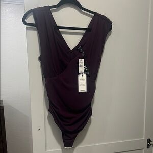Express Women's (s) Deep Plum V-Neck Bodysuit NWT